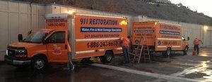 Water Damage Restoration Vans And Trucks Ready At Headquareters